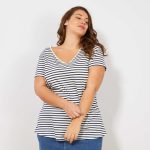 Kiabi Tee-Shirt En Coton Col V Femme