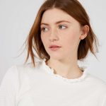 Kiabi T-Shirt Effet Plumetis Avec Col Volanté Femme