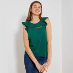 Kiabi Top Sans Manches Jersey Et Macramé Femme