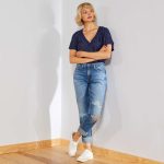 Kiabi Jean Boyfriend Avec Revers Femme