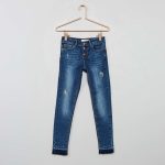 Kiabi Jean Skinny Destroy Boutonné Fille
