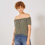 Kiabi Top Bardot Boutonné Femme