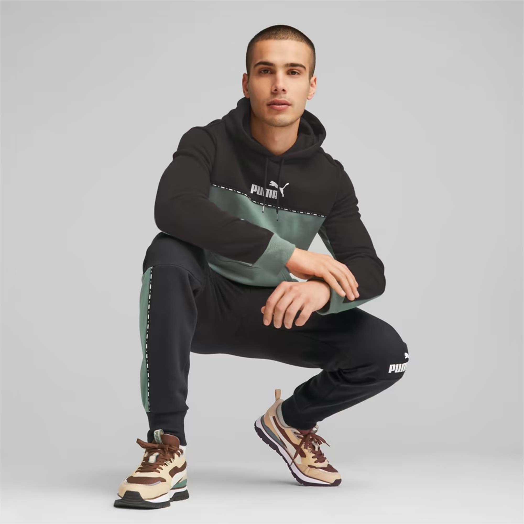 Survêtement Polaire Homme Avec Cordon Contrasté Hoodie Et